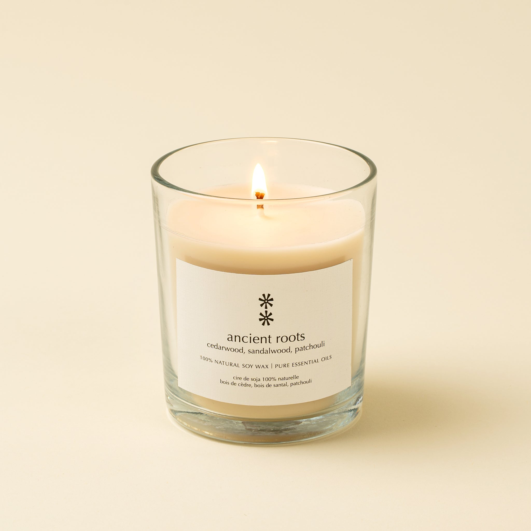 Bougie de soya parfumée fait à la main Ancient Roots |200 g | Notes boisées | Indaba - Les Trouvailles de JustineIndaba Home