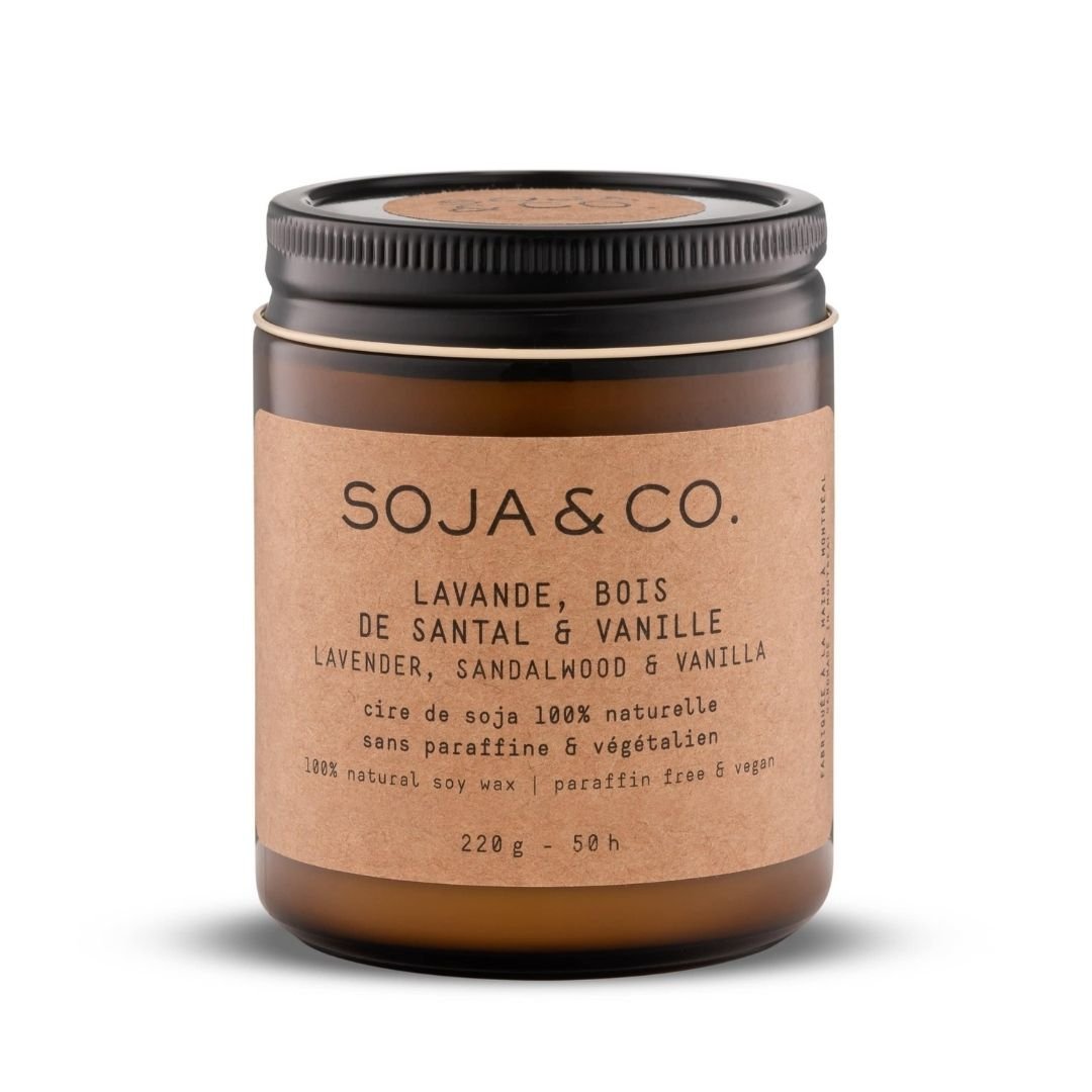 Bougie lavande, bois de santal et vanille SOJA&CO
