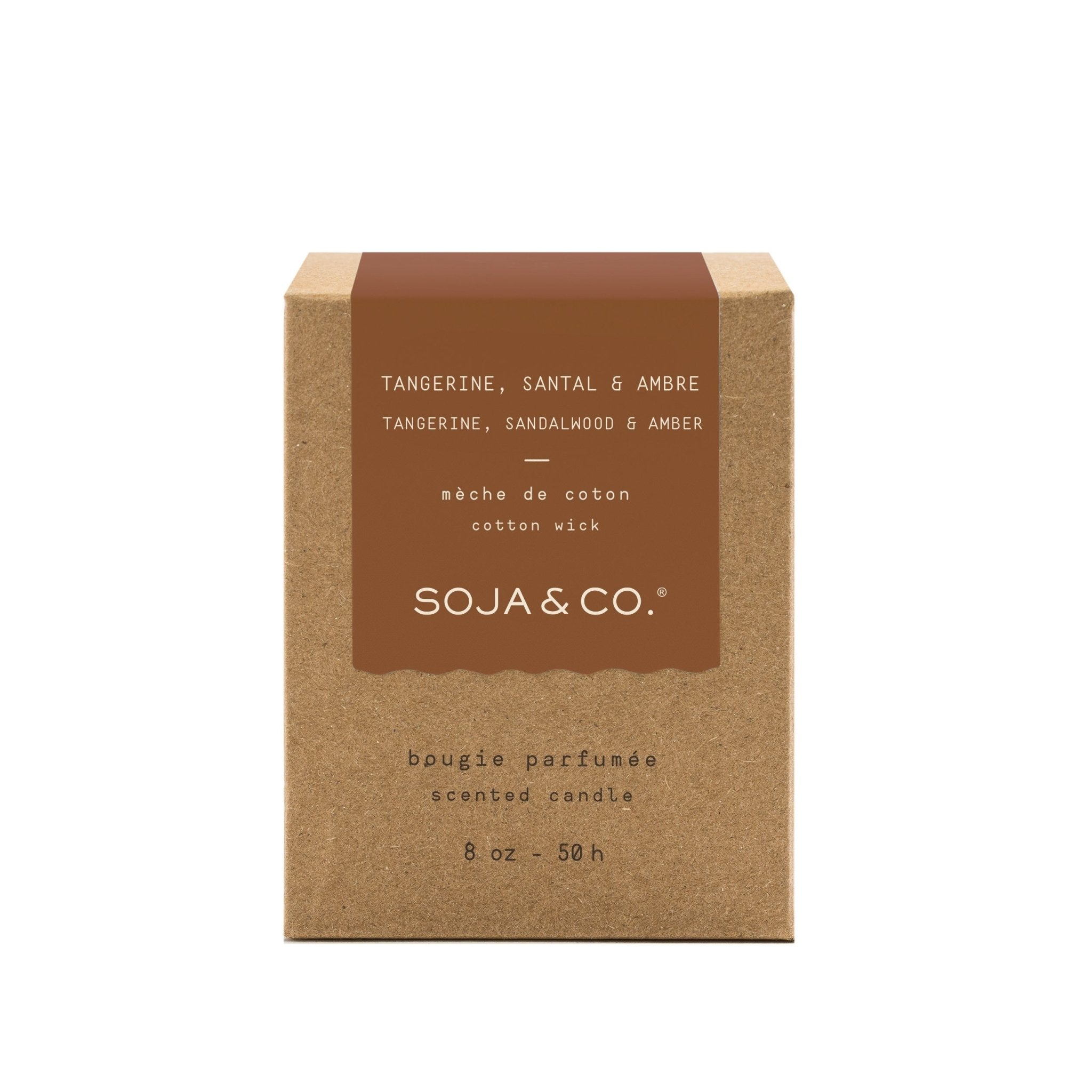 Boîte de bougie parfumée Soja & Co, tangerine, santal & ambre, 8 oz