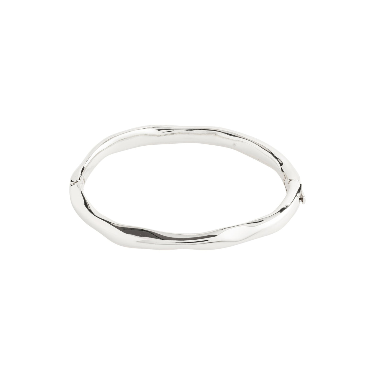 Bracelet jonc ondulé plaqué argent, vue de dessus, surface ondulée torsadée.