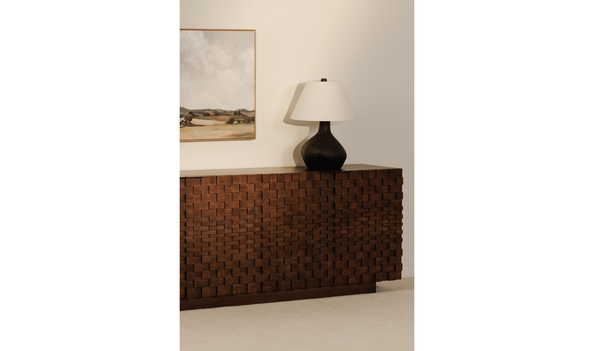 Buffet Brampton | Bois d’acacia massif | Motif géométrique 3D