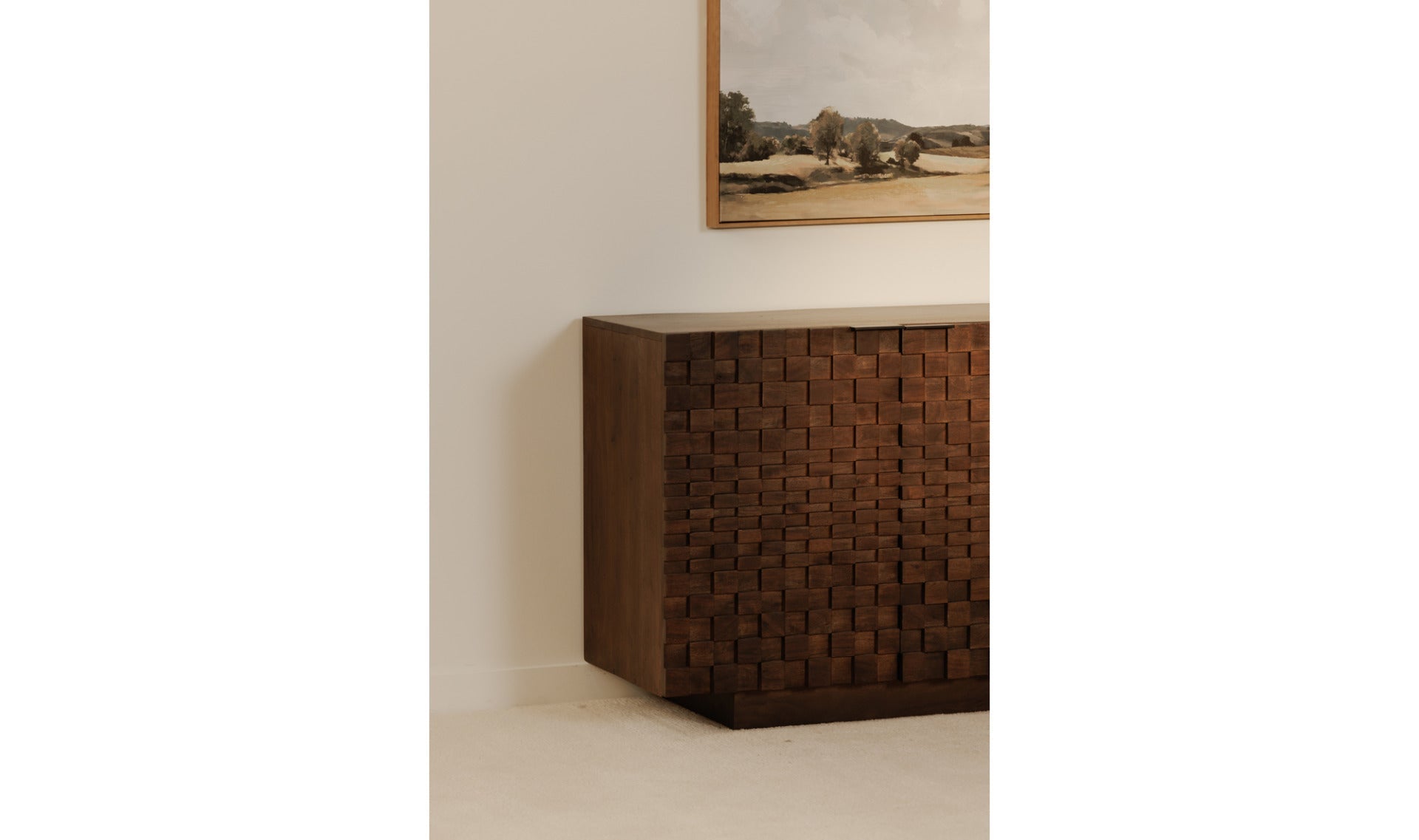 Buffet Brampton | Bois d’acacia massif | Motif géométrique 3D
