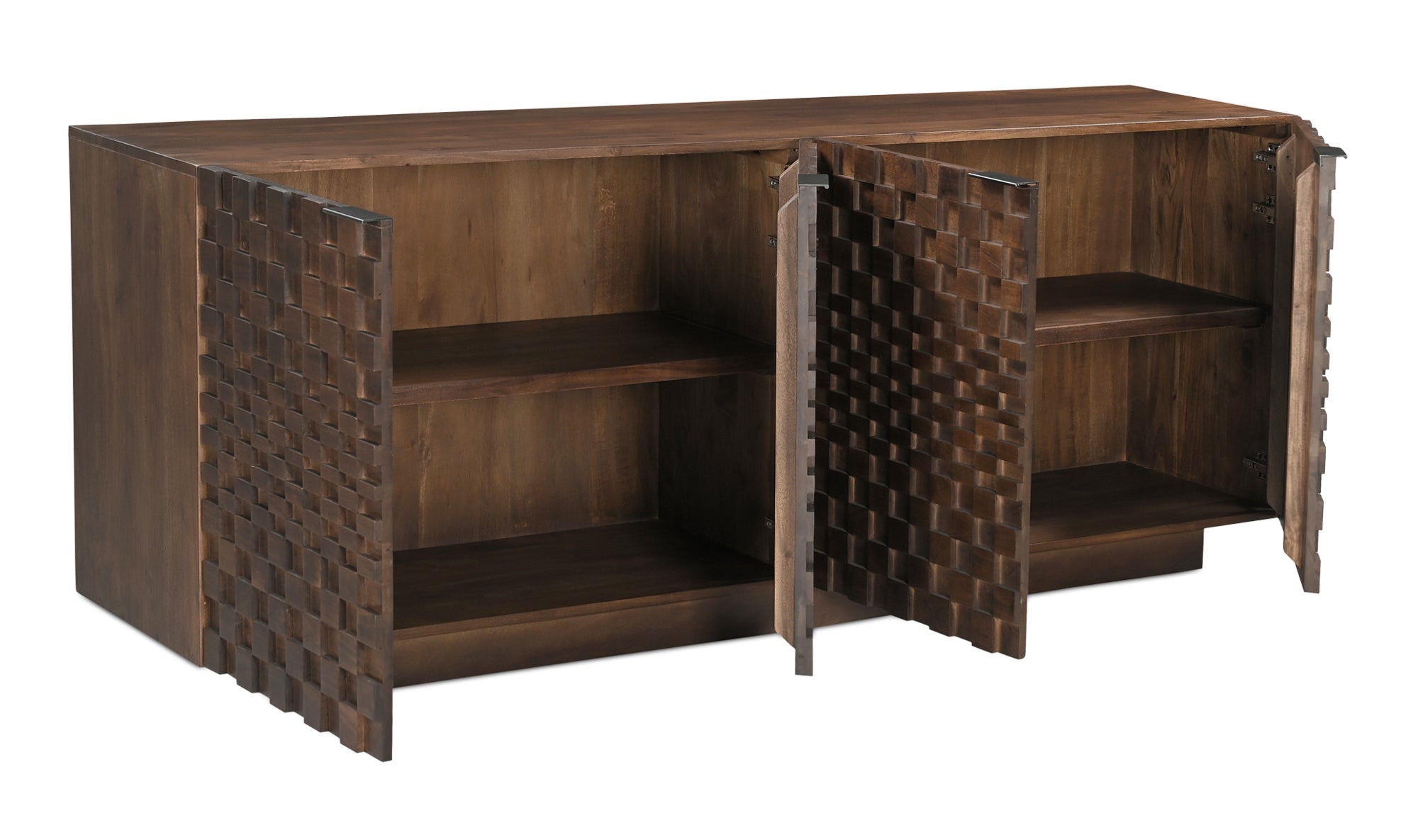 Buffet Brampton | Bois d’acacia massif | Motif géométrique 3D