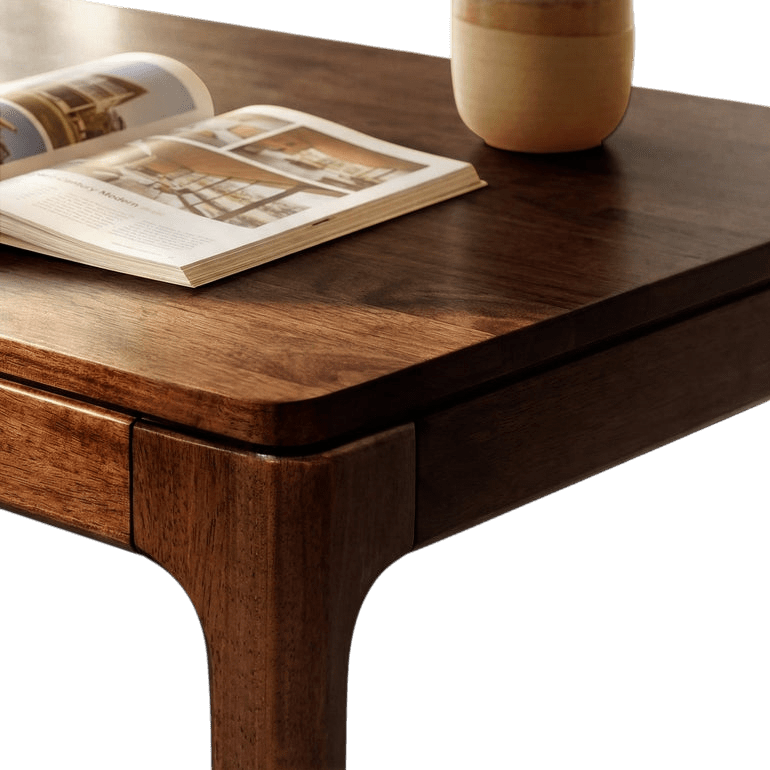 Bureau Wilma | Bois d’hévéa massif | Tiroir intégré & coins arrondis - Les Trouvailles de JustineTableDH International Trading Inc.Walnut