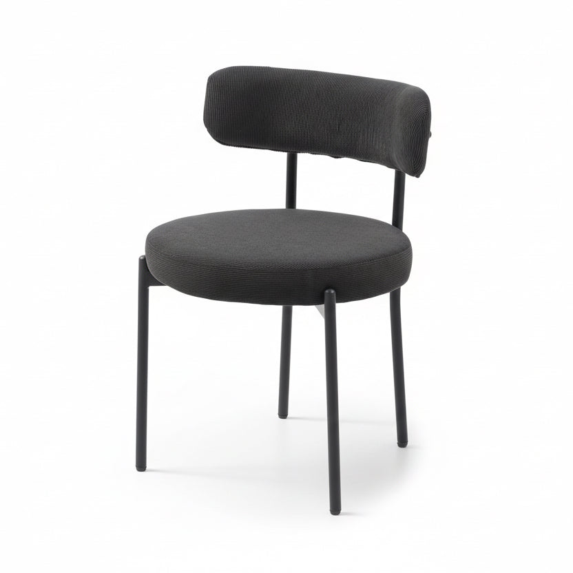 Chaises de salle à manger en velours côtelé | Ensemble de 4 | Noir