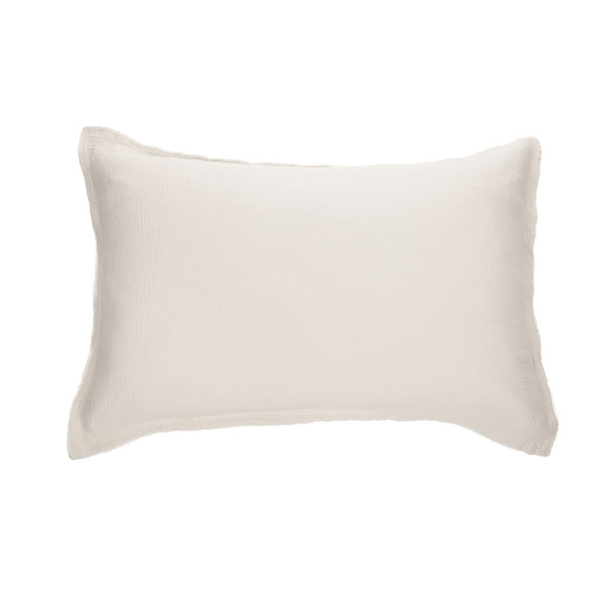 Housse d’oreiller décorative en mousseline crème, forme rectangulaire aux bords arrondis