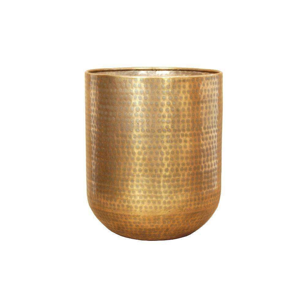 Cache-pot sur pied Bertooo en laiton antique fait main fond blanc