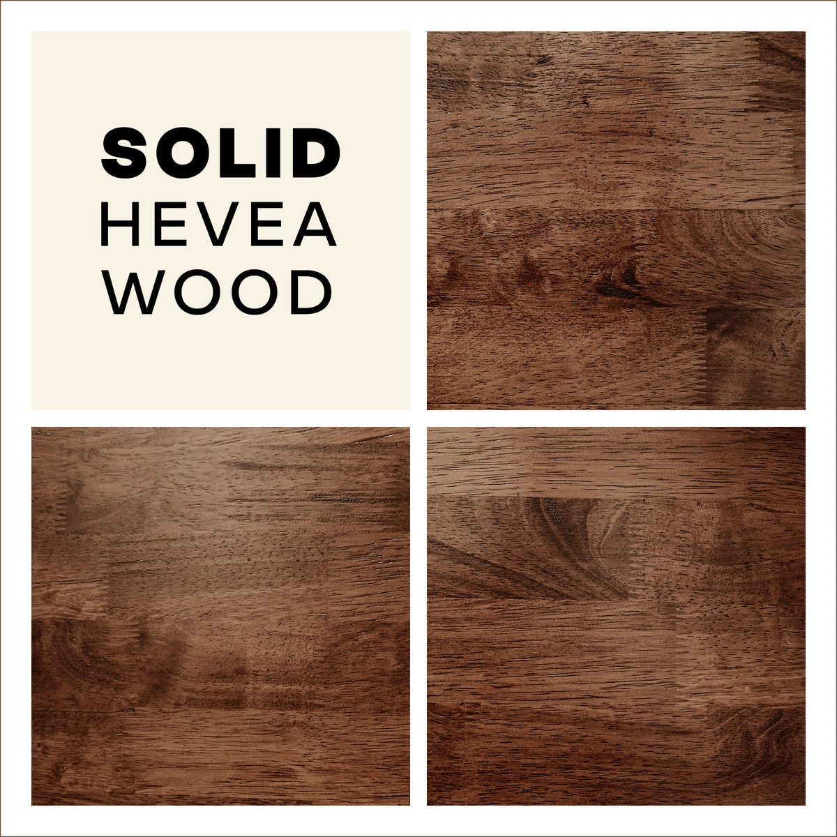 Textures de bois d’hévéa : plans rapprochés du grain et des veines