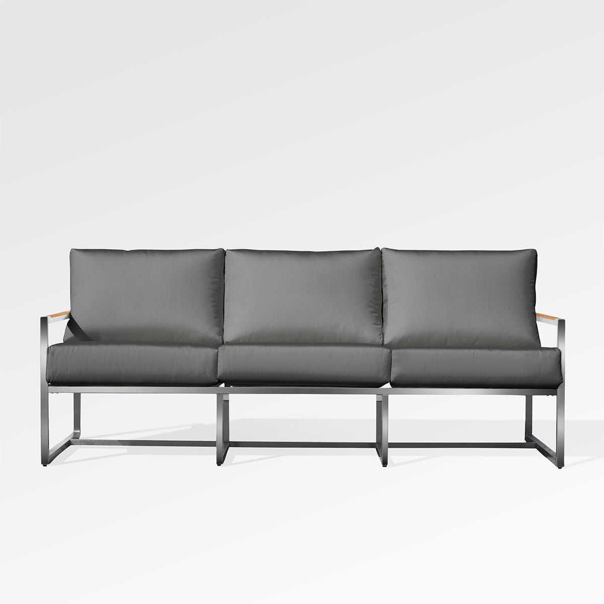 Canapé Acacia avec coussins Sunbrella® | Acier inoxydable et teck - Les Trouvailles de JustinesofasEncloverOuiGris ardoise