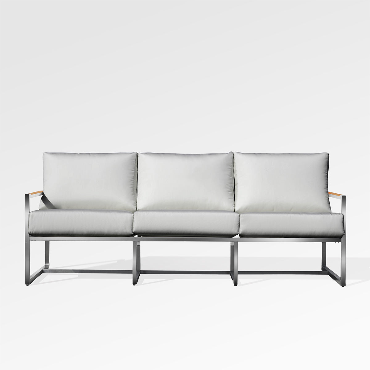 Canapé Acacia avec coussins Sunbrella® | Acier inoxydable et teck - Les Trouvailles de JustinesofasEncloverOuiGris granite