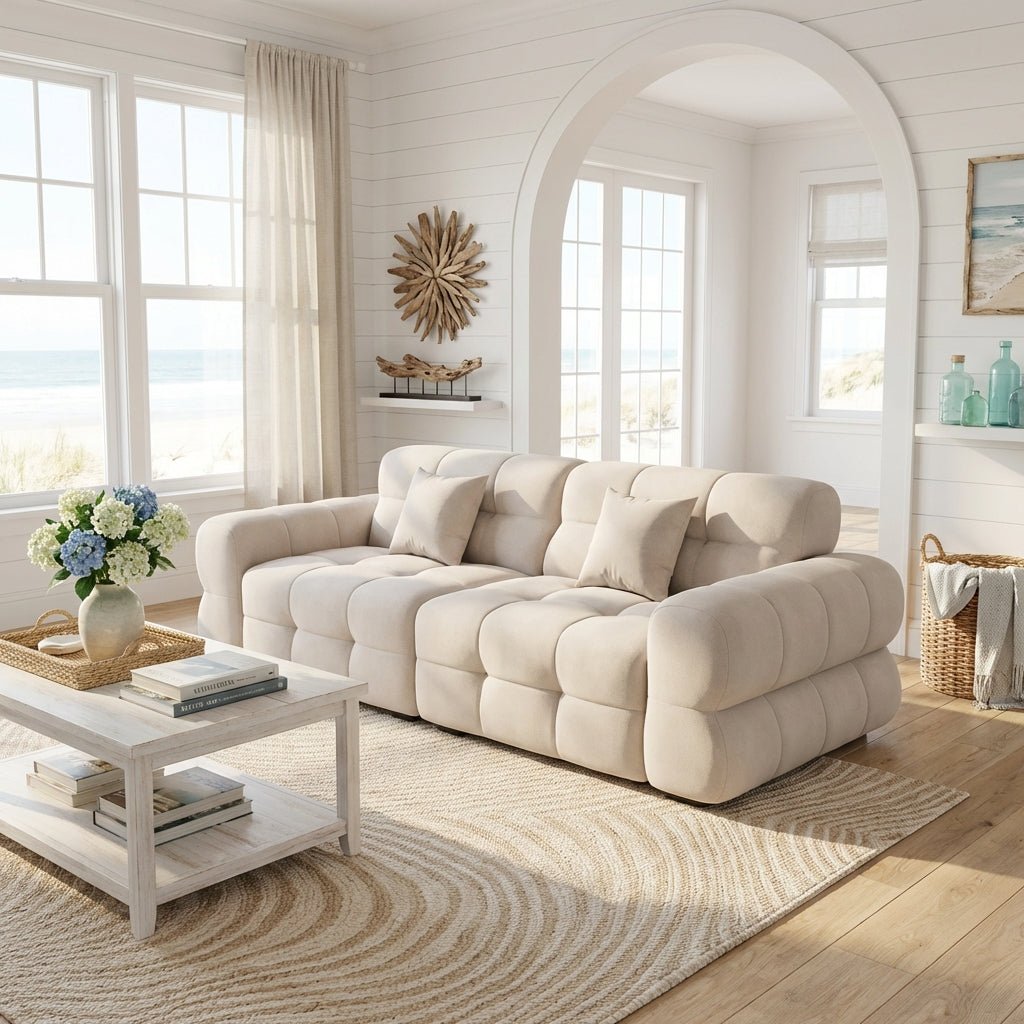 Canapé en tissu Vancouver | Microfibre givrée | Revêtement anti - taches | Cadre en bois massif - Les Trouvailles de JustinesofaAltera120cm
