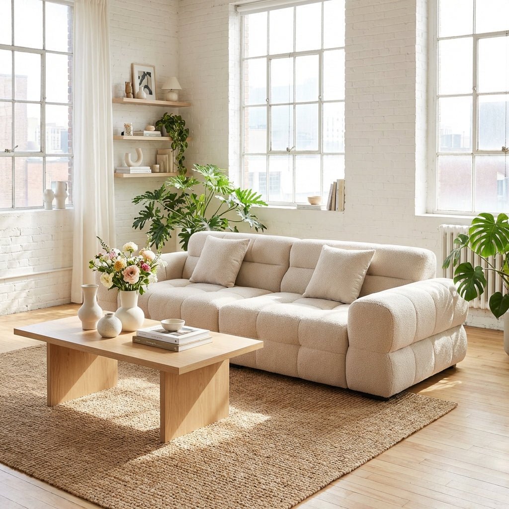Canapé en tissu Vancouver | Microfibre givrée | Revêtement anti - taches | Cadre en bois massif - Les Trouvailles de JustinesofaAltera120cm
