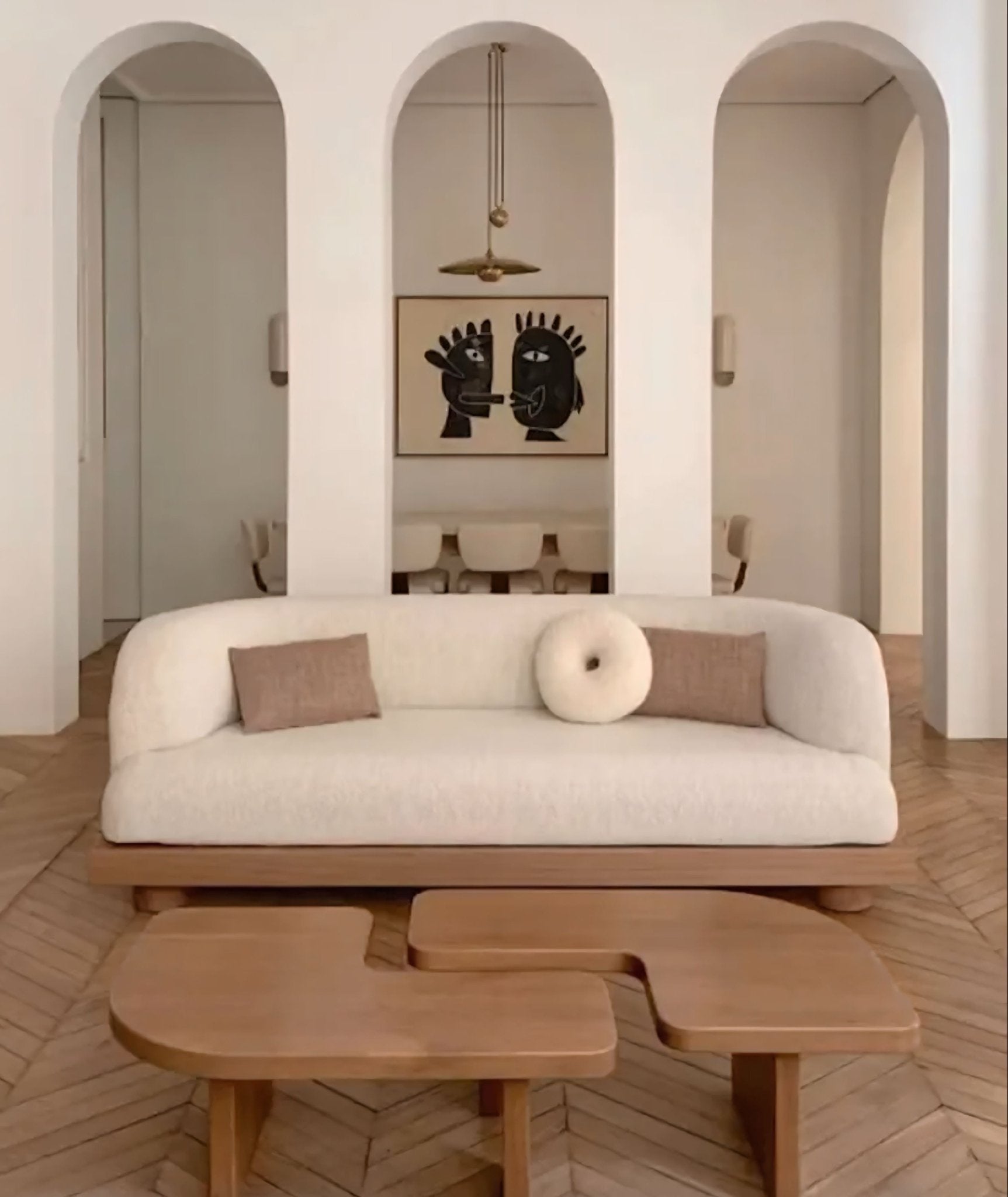 Canapé Endo | Bouclé | Base en bois | Design minimaliste - Les Trouvailles de JustineNisu Home1.7m