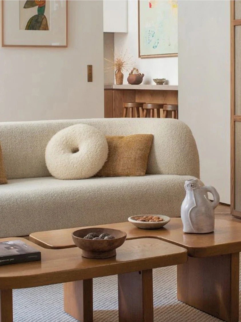 Canapé Endo | Bouclé | Base en bois | Design minimaliste - Les Trouvailles de JustineNisu Home1.7m