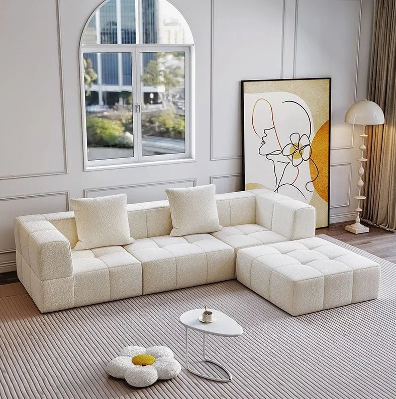 Canapé Koto | Tissu bouclé ou velours | Design modulaire | Style moderne - Les Trouvailles de JustineNisu Home