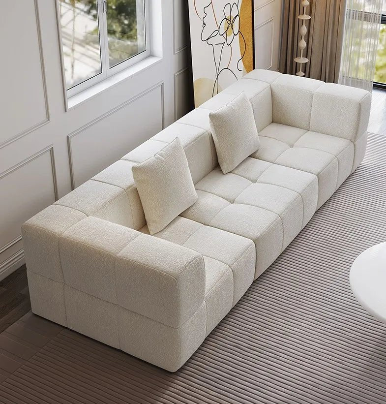 Canapé Koto | Tissu bouclé ou velours | Design modulaire | Style moderne - Les Trouvailles de JustineNisu Home