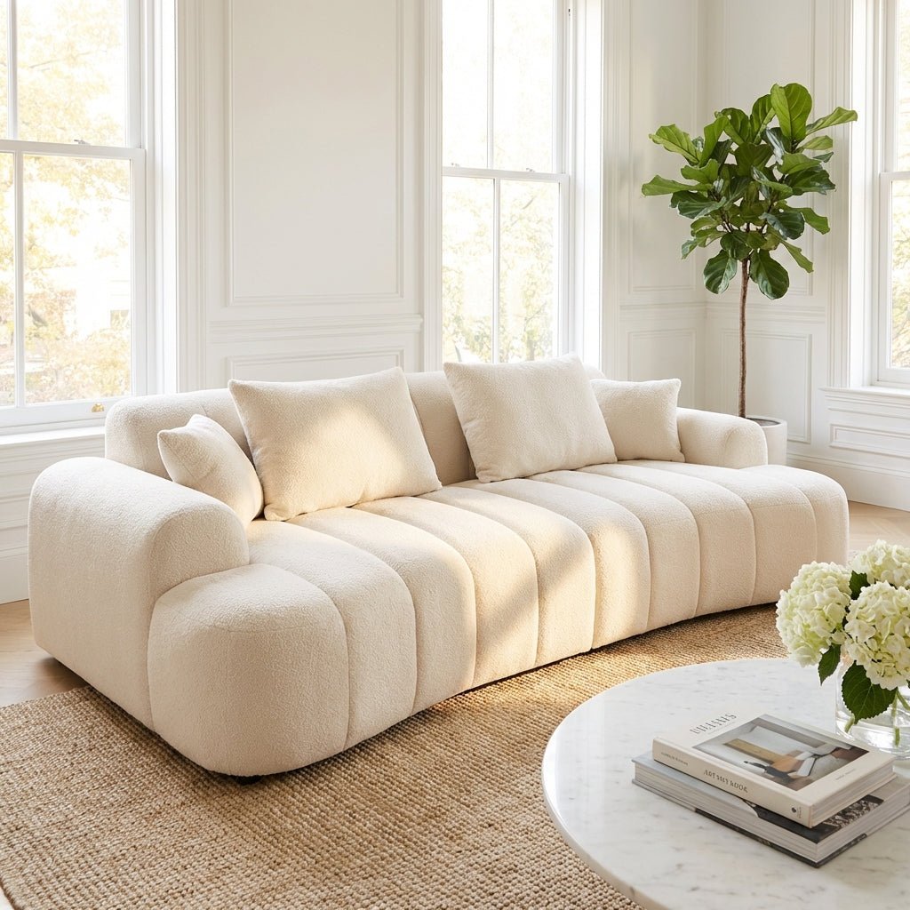 Canapé Lisbon Azure Lounge | Canapé modulable en lin | Cadre en chêne massif | Tissu résistant aux taches - Les Trouvailles de JustinesofaAltera120 cm