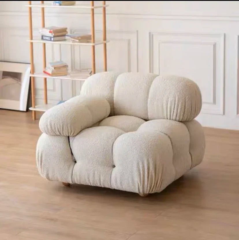 Canapé Minita | Velours ou bouclé | Modulable - Les Trouvailles de JustineNisu Home1 place - Accoudoir droitBouclé