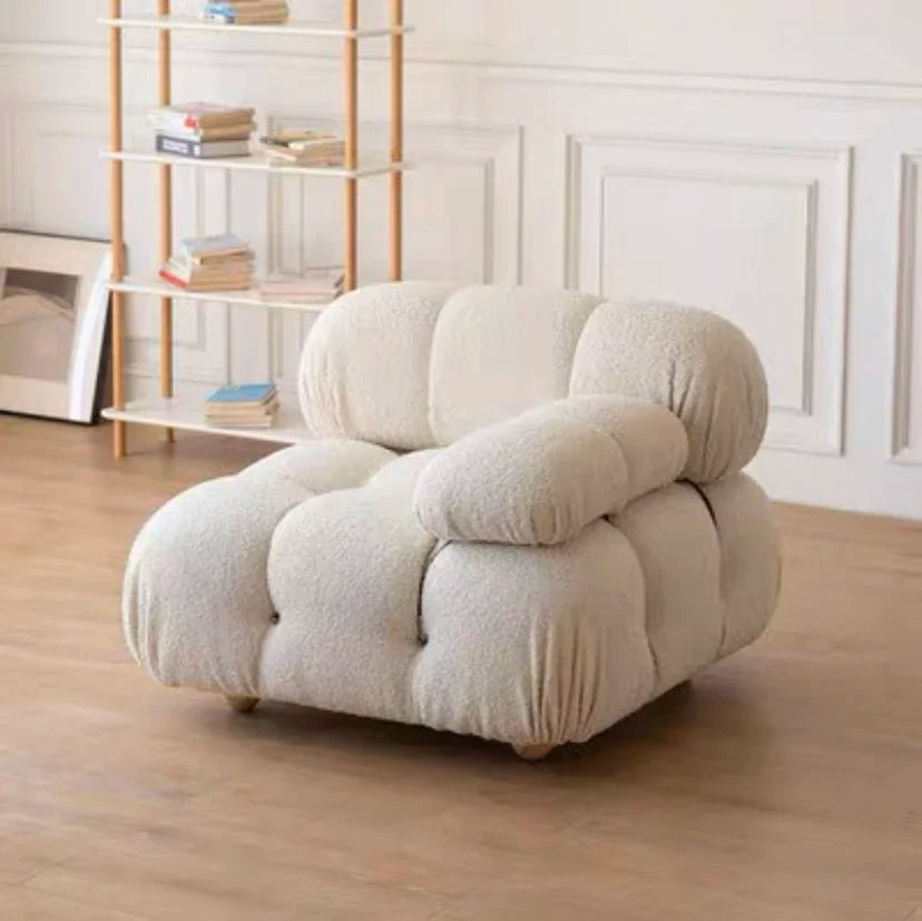 Canapé Minita | Velours ou bouclé | Modulable - Les Trouvailles de JustineNisu Home1 place - Accoudoir gaucheBouclé