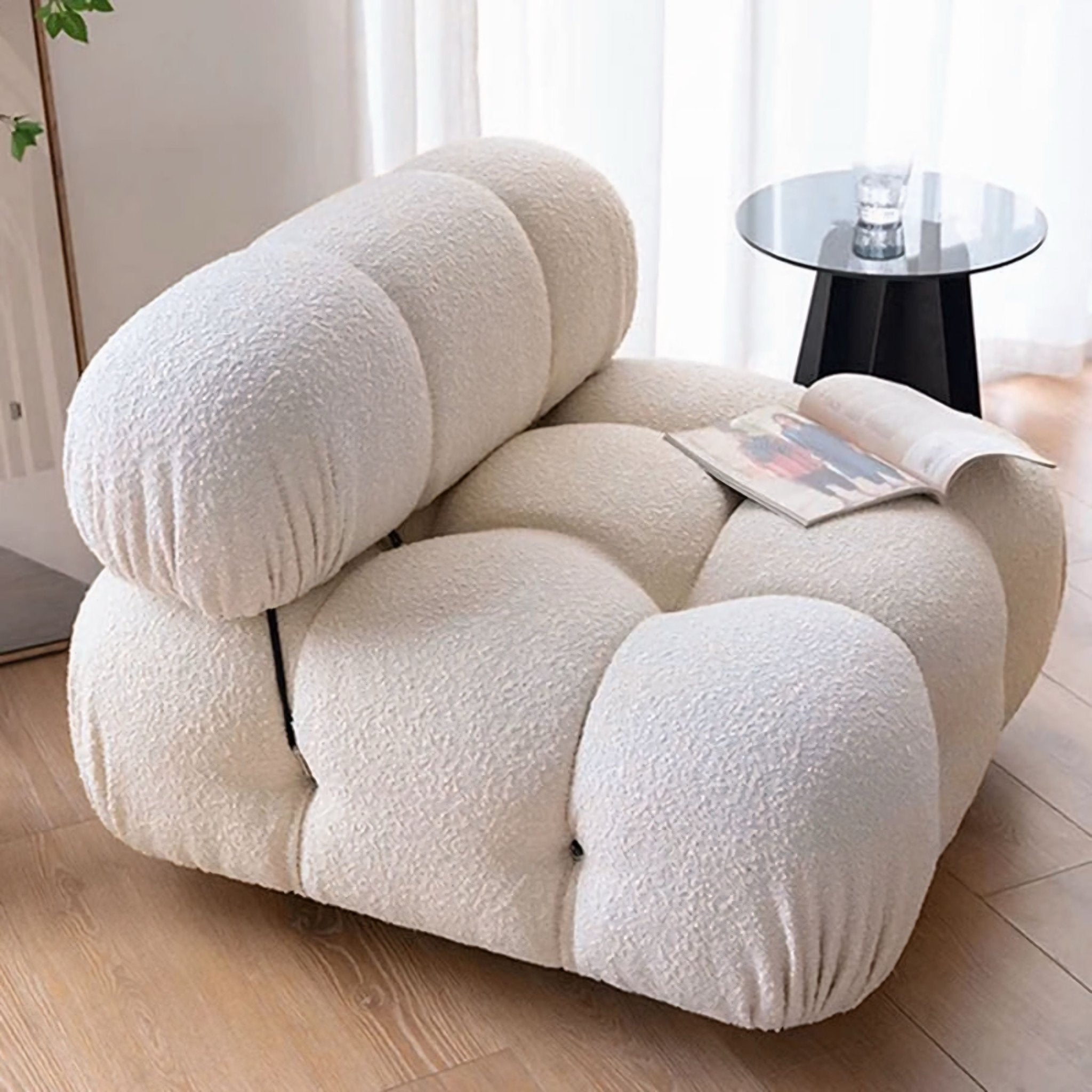 Canapé Minita | Velours ou bouclé | Modulable - Les Trouvailles de JustineNisu Home1 place - Sans accoudoirsBouclé