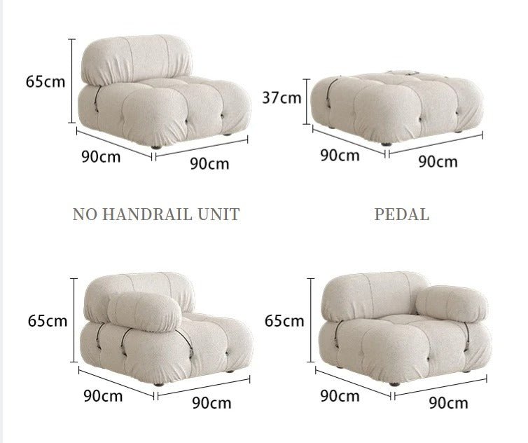 Canapé Minita | Velours ou bouclé | Modulable - Les Trouvailles de JustineNisu Home2 places + poufBouclé