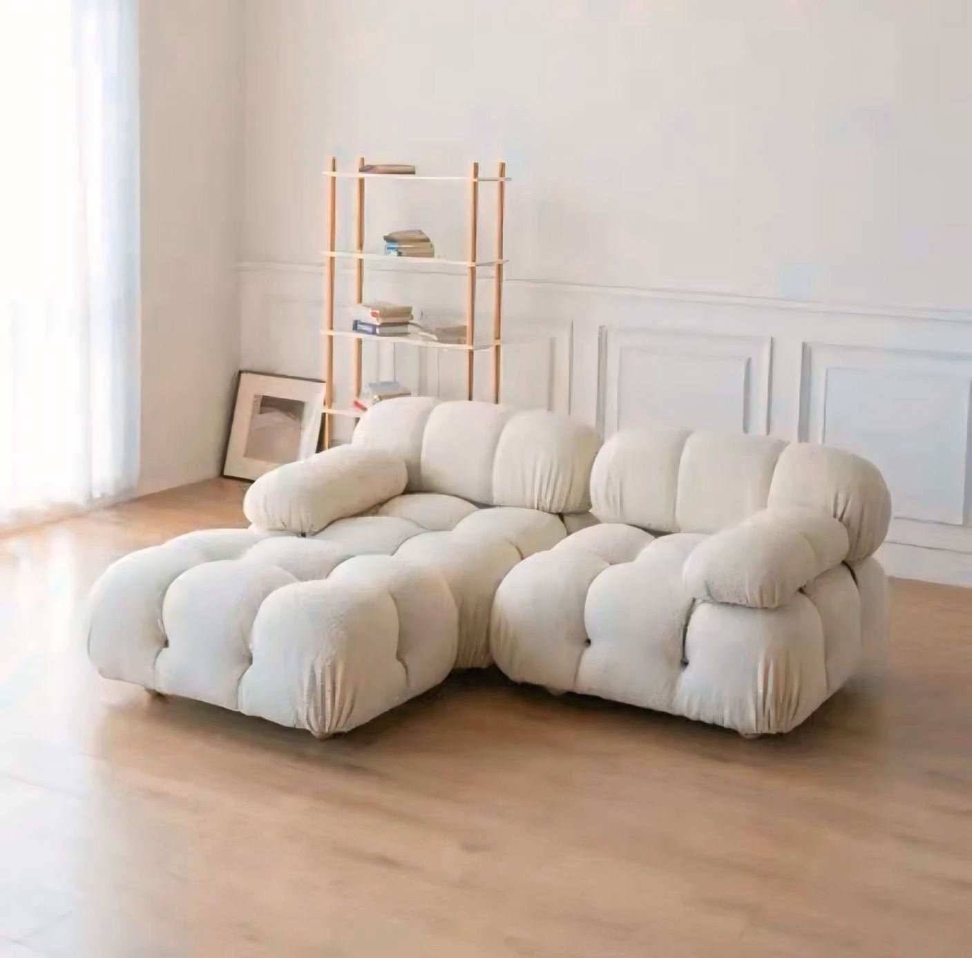 Canapé Minita | Velours ou bouclé | Modulable - Les Trouvailles de JustineNisu Home2 places + poufBouclé