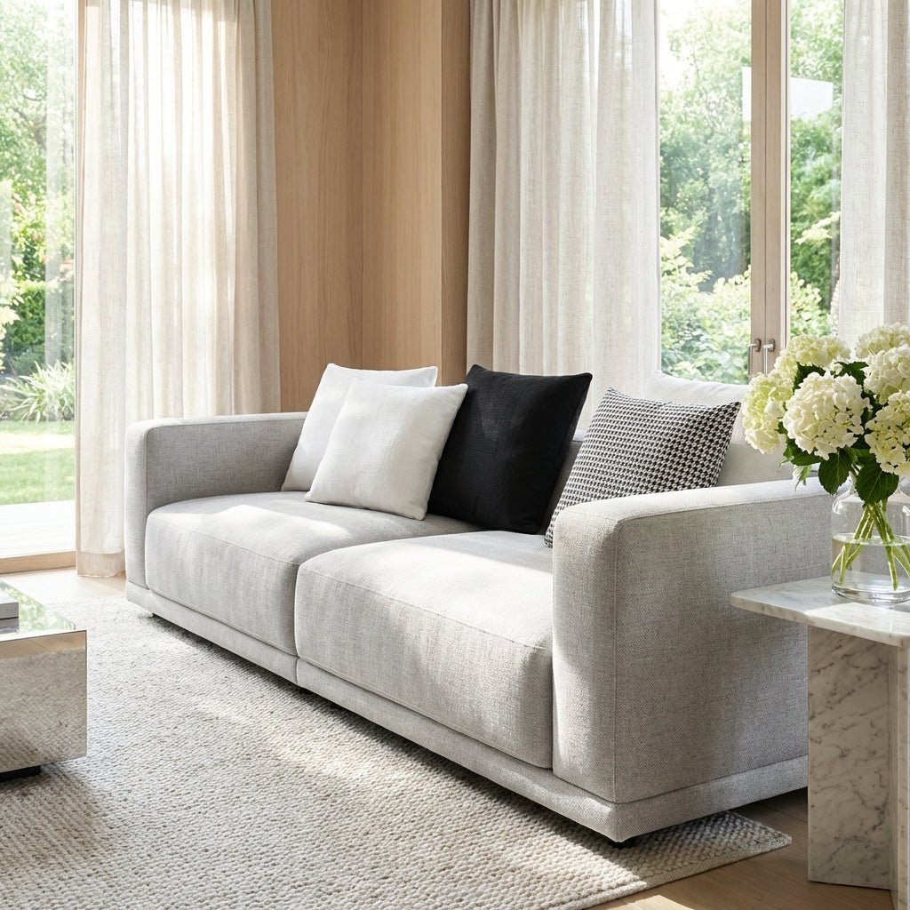 Canapé Nordic en tissu de coton et lin | Design nordique, élégant & durable - Les Trouvailles de JustinesofaAltera220 cm de longueur