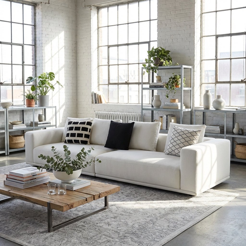 Canapé Nordic en tissu de coton et lin | Design nordique, élégant & durable - Les Trouvailles de JustinesofaAltera220 cm de longueur