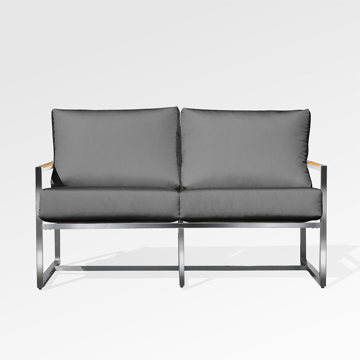 Causeuse Acacia | Acier inoxydable et teck | Coussins Sunbrella® - Les Trouvailles de JustineloveseatEncloverOuiGris ardoise