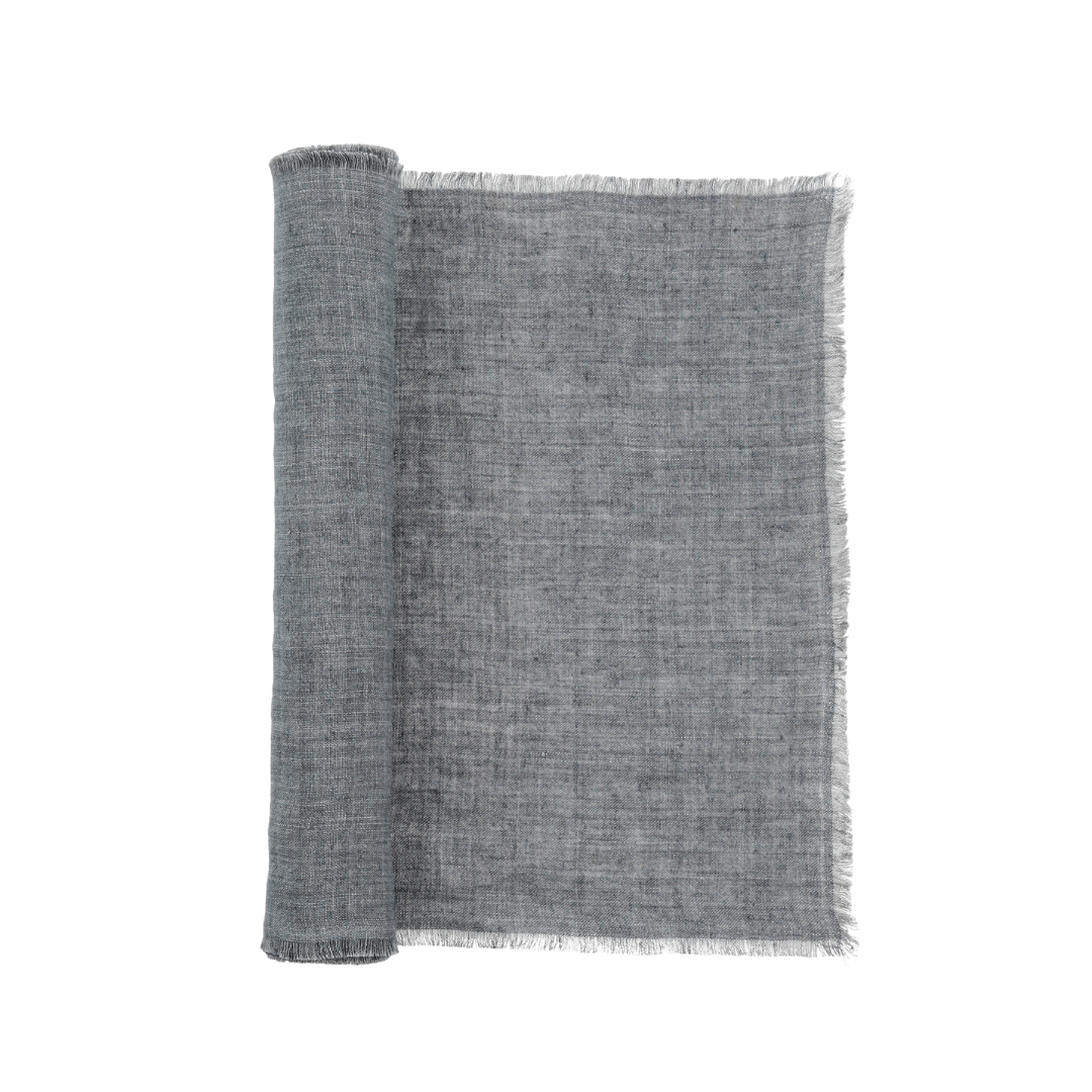 Chemin de Table Lina en Lin Belge | 180 x 35 cm | Gris Acier - Les Trouvailles de JustineIndaba Home