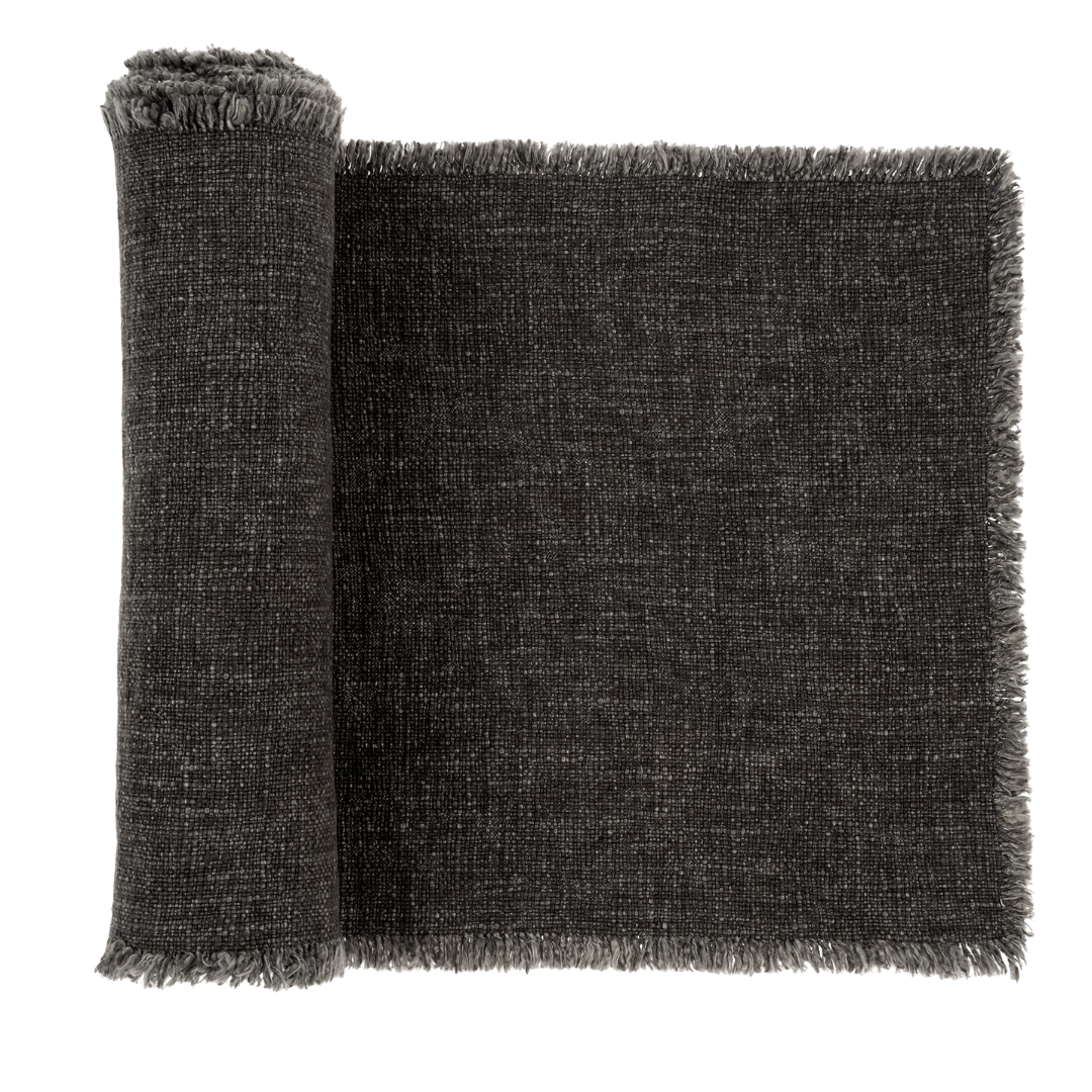 Chemin de Table Selena en Lin et Coton | 274 cm | Gris Foncé - Les Trouvailles de JustineIndaba Home