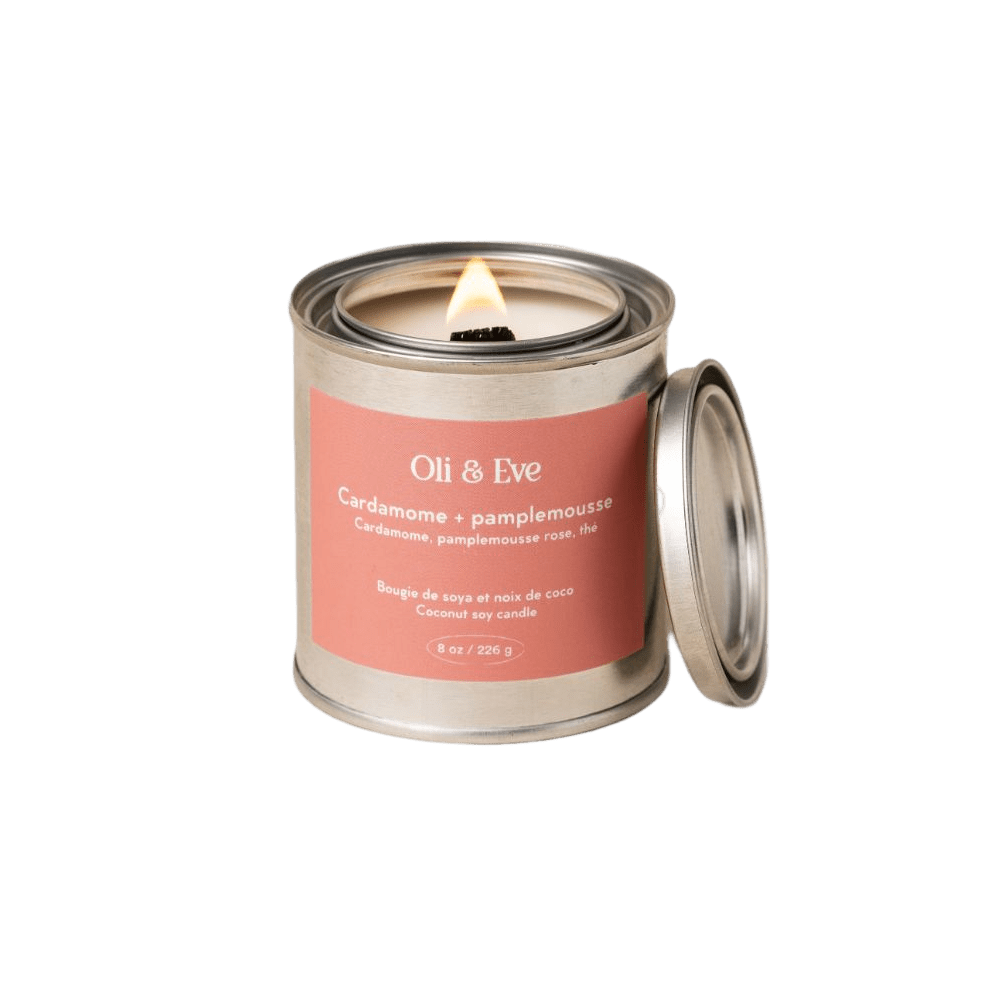 Bougie parfumée «Oli & Eve» en pot métal, cardamome et pamplemousse