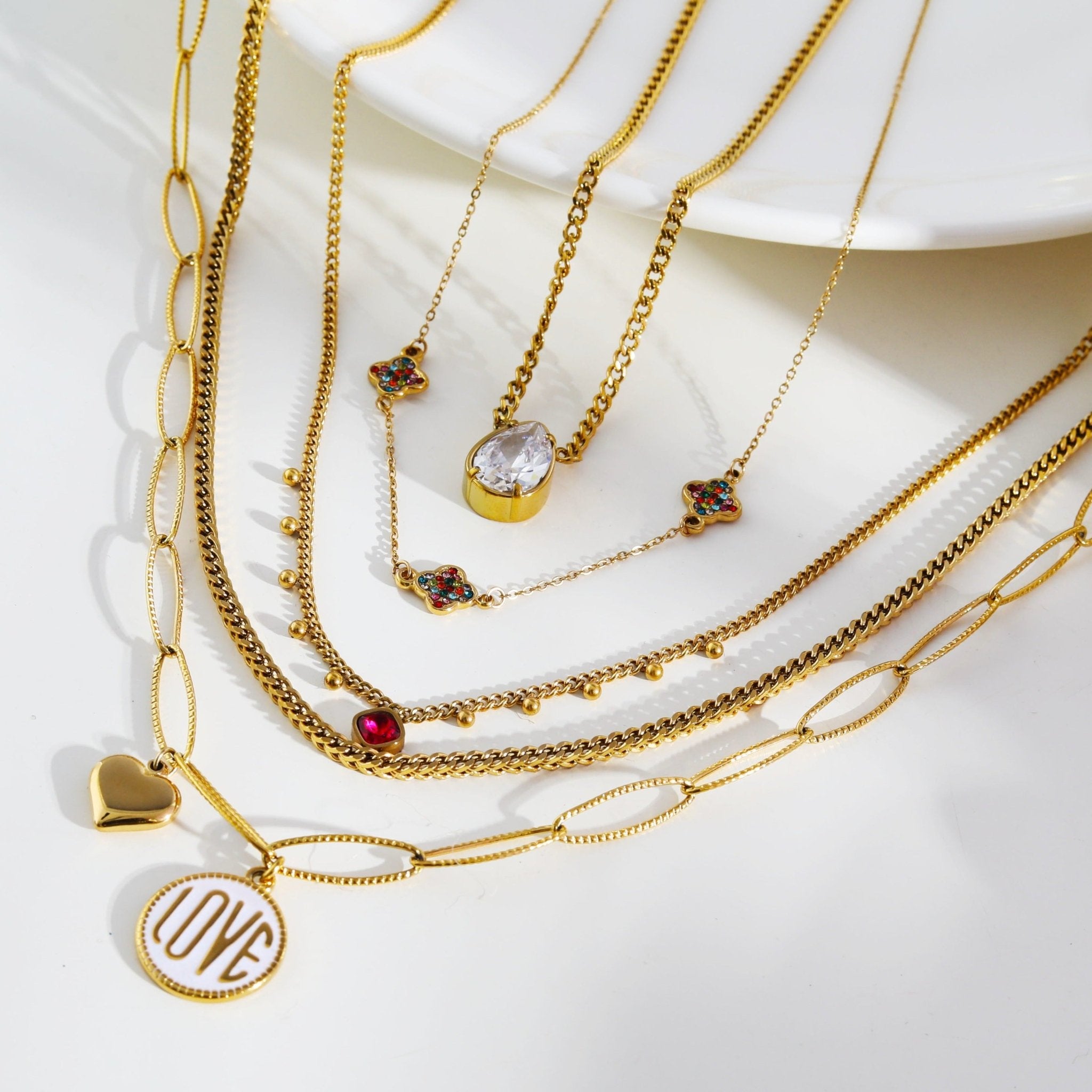 Collier ELLIS | Collier avec charms en zirconia coloré - Les Trouvailles de JustineNECKLACEHACKNEY NINE Jewellery