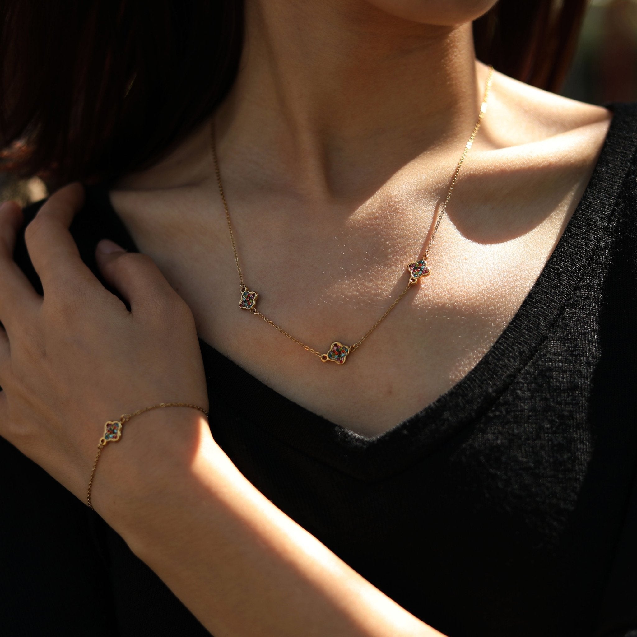 Collier ELLIS | Collier avec charms en zirconia coloré - Les Trouvailles de JustineNECKLACEHACKNEY NINE Jewellery