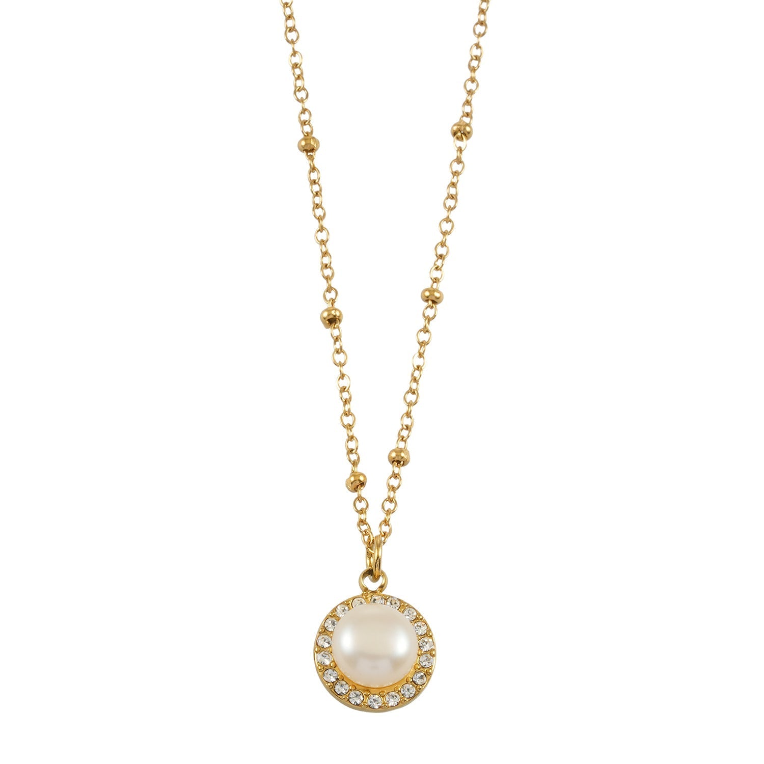 Collier LATAHIA | Collier à chaîne perlée avec pendentif en perle d’eau douce & bordure pavé zirconia - Les Trouvailles de JustineSTUD EARRINGSHACKNEY NINE Jewellery