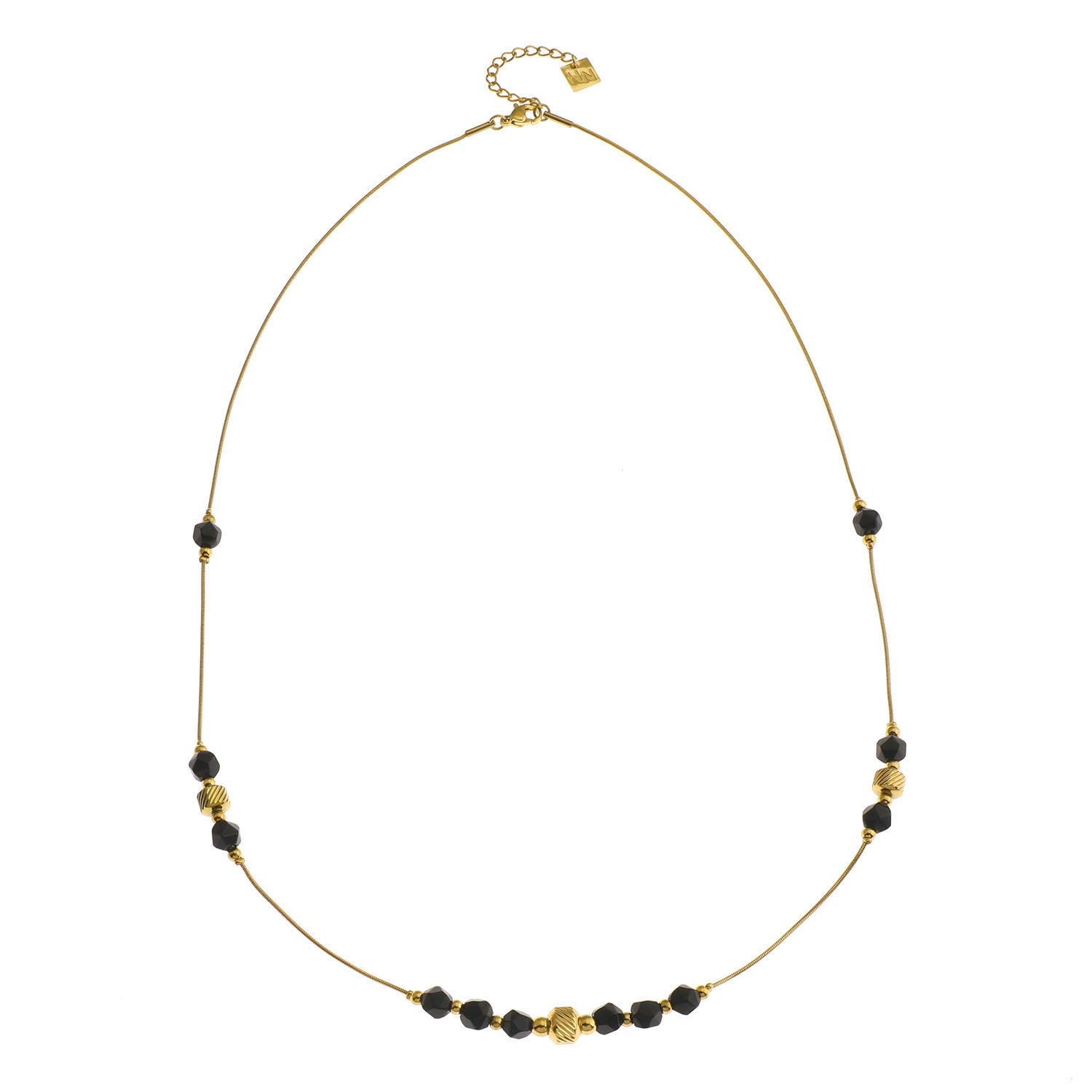 Collier MARA | Chaîne à perles en obsidienne noire & métal doré - Les Trouvailles de JustineNECKLACEHACKNEY NINE Jewellery