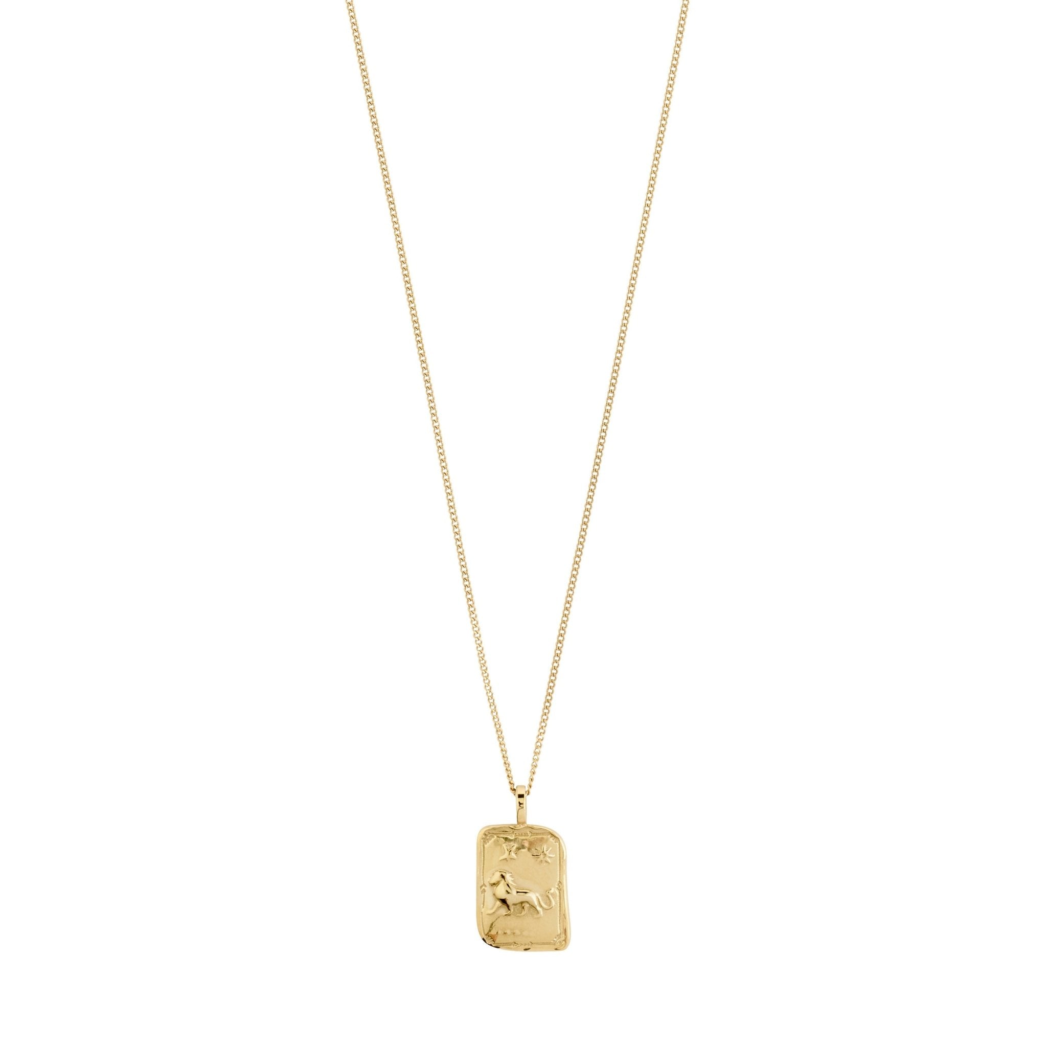 Collier signe du zodiaque Lion Pilgrim fait à la main avec pendentif réversible, cristaux Preciosa et finition plaquée or ou argent.