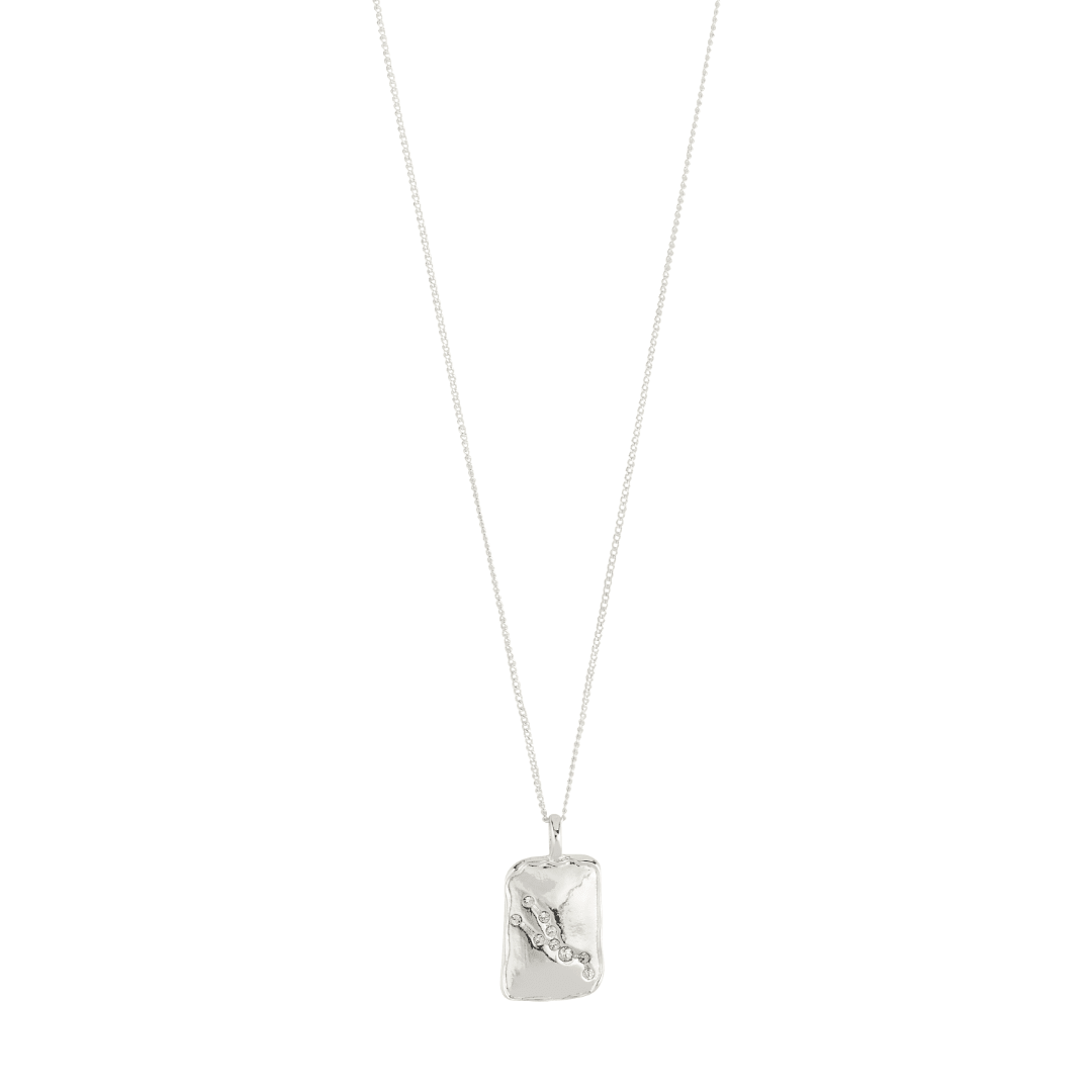 Collier Taureau argent : pendentif carré texturé avec chaîne fine
