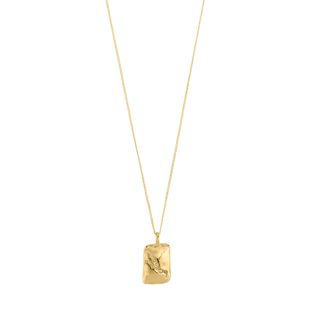 Collier Taureau plaqué or : pendentif carré texturé sur chaîne fine