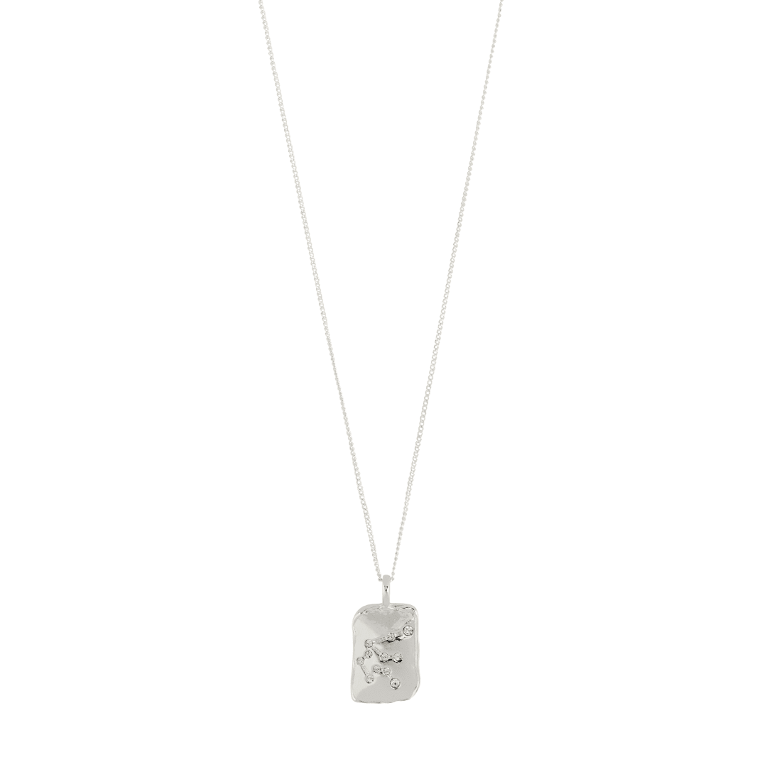 Collier pendentif Verseau plaqué argent, pendentif rectangulaire gravé, chaîne fine