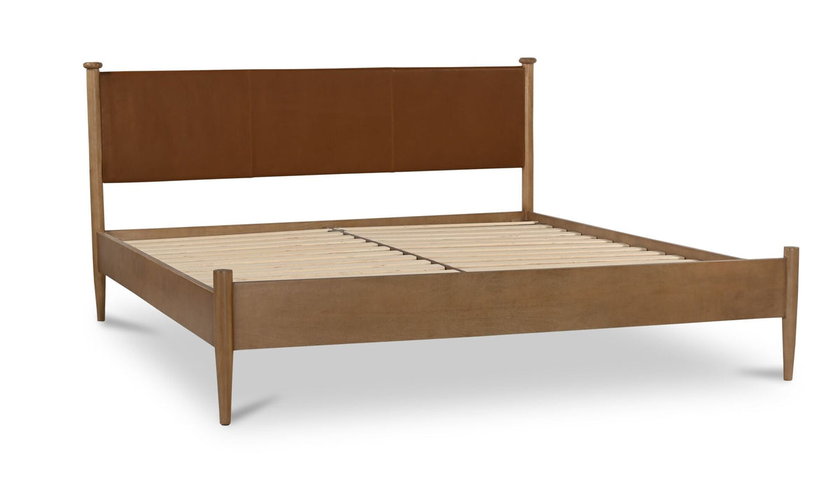 Ensemble de chambre Colton | Lit en cuir et manguier | Style mid-century