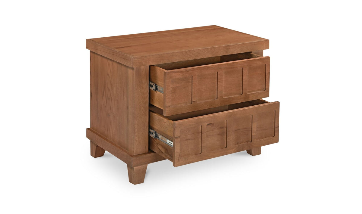Ensemble de chambre Colton | Lit en cuir et manguier | Style mid-century
