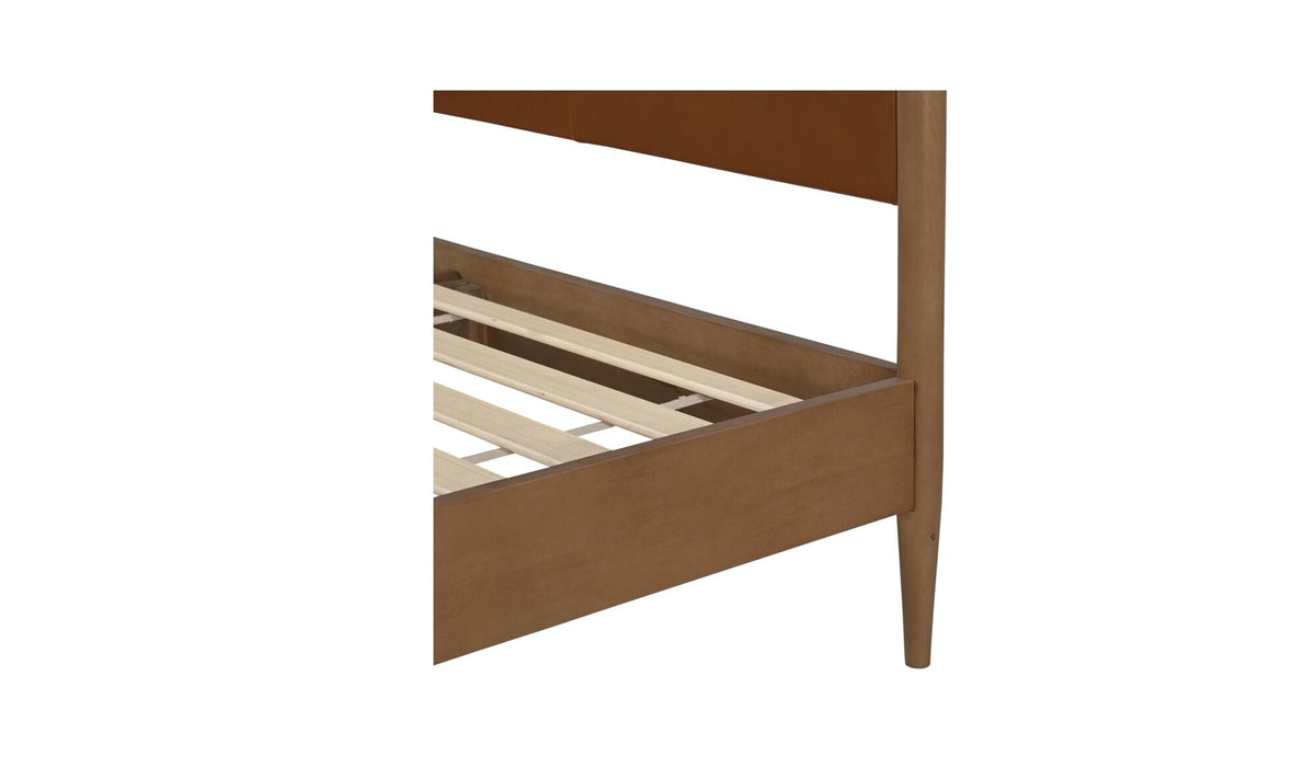 Ensemble de chambre Colton | Lit en cuir et manguier | Style mid-century