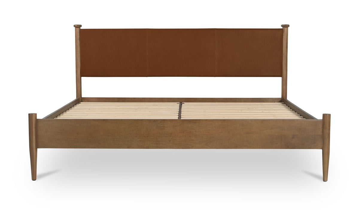 Ensemble de chambre Colton | Lit en cuir et manguier | Style mid-century