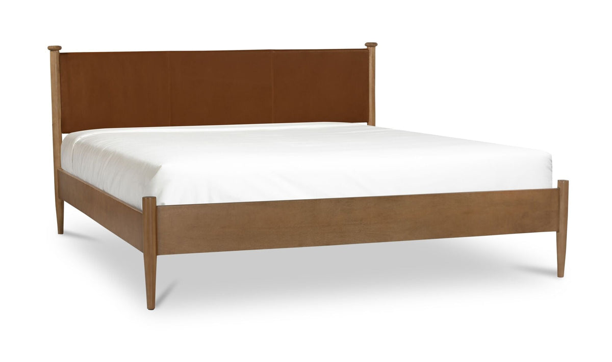 Ensemble de chambre Colton | Lit en cuir et manguier | Style mid-century