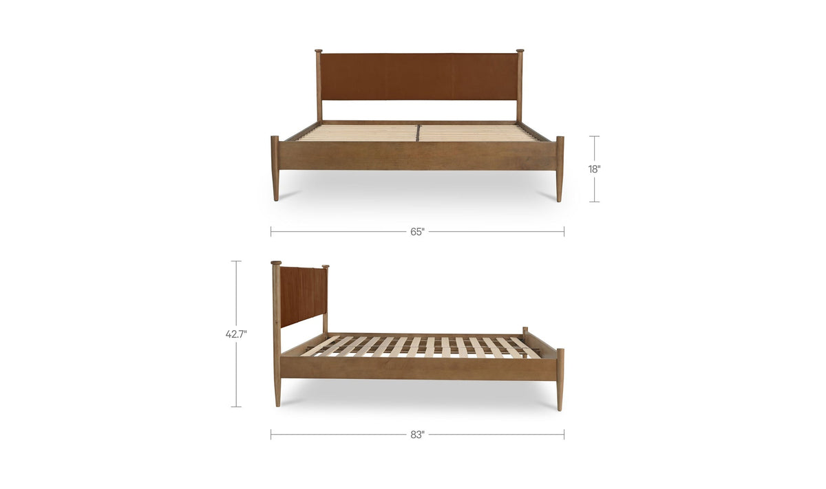 Ensemble de chambre Colton | Lit en cuir et manguier | Style mid-century