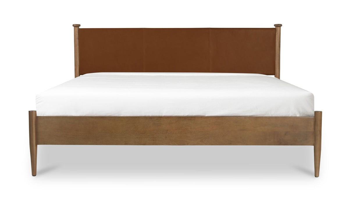 Ensemble de chambre Colton | Lit en cuir et manguier | Style mid-century