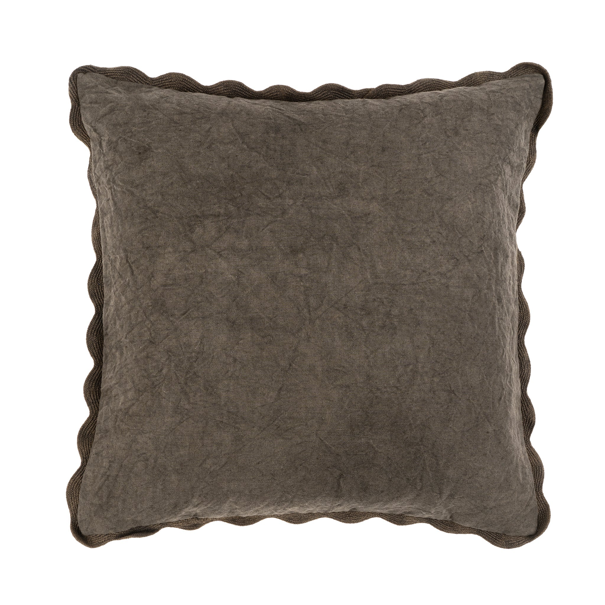Coussin à Bords Festonnés 50 x 50 cm | Charcoal - Les Trouvailles de JustineIndaba HomeCOVER WITH FEATHER DOWN FILLER