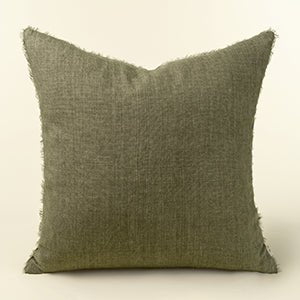 Coussin décoratif en lin Lina olive 24x24