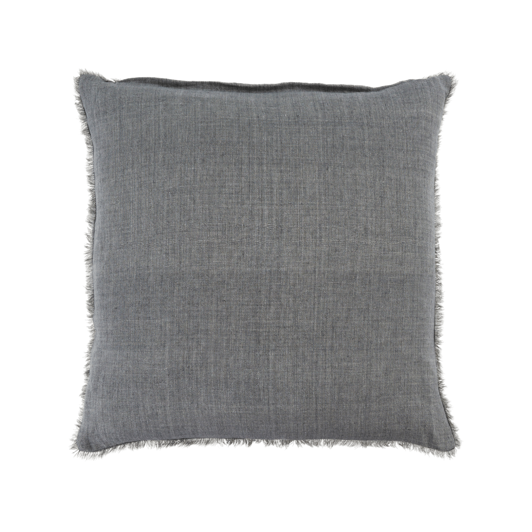 Coussin Lina en lin belge | 61 x 61 cm | Gris acier - Les Trouvailles de JustineIndaba HomeCOVER WITH FEATHER DOWN FILLER